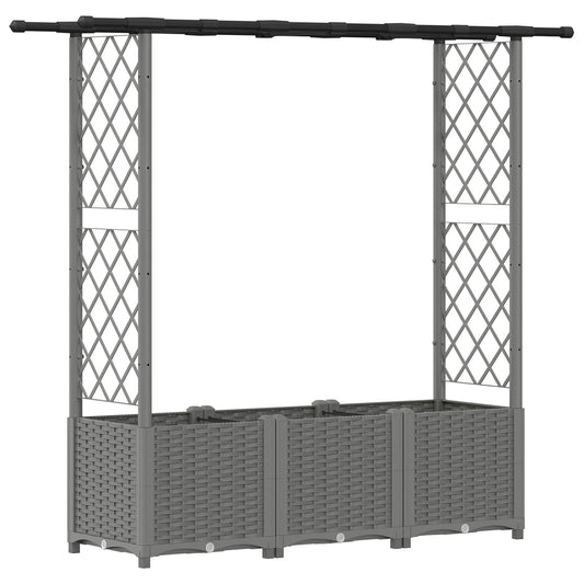 Cama Elevada Con Trellis Y Techo Gris Claro 162,5 X 40 X 136 Cm_0