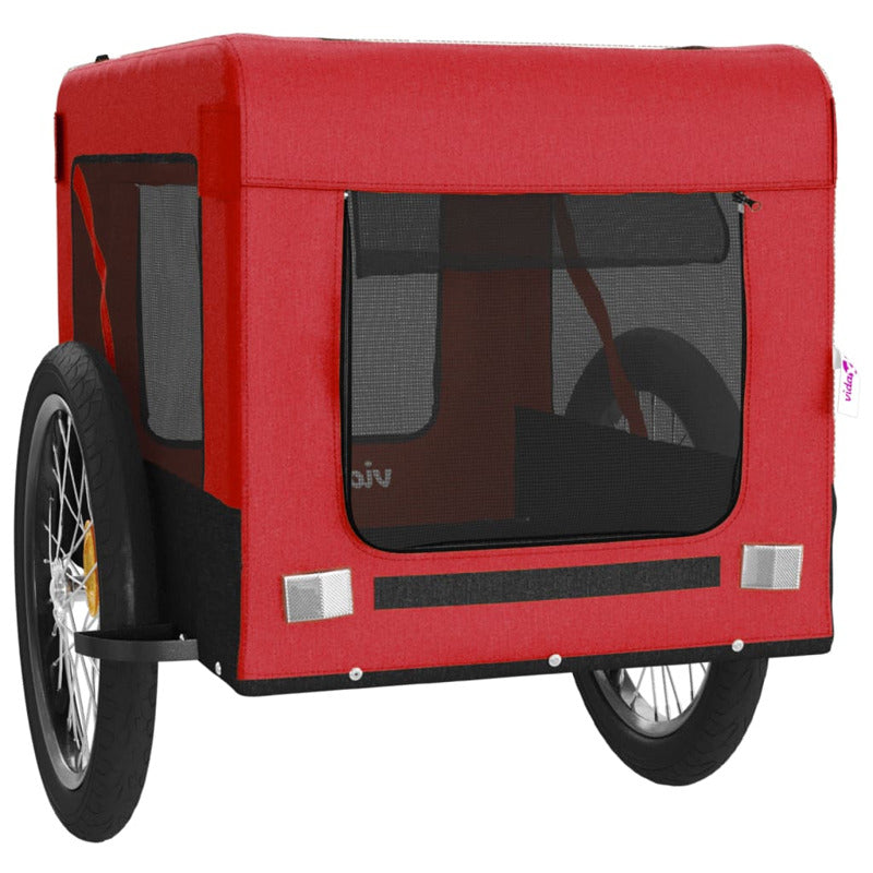 Vidaxl Remolque De Bicicleta Mascotas Hierro Tela Oxford Rojo Negro_5