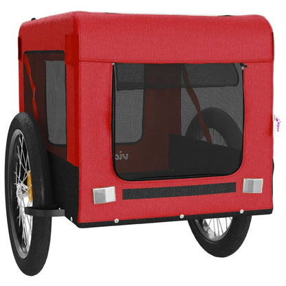 Vidaxl Remolque De Bicicleta Mascotas Hierro Tela Oxford Rojo Negro_5