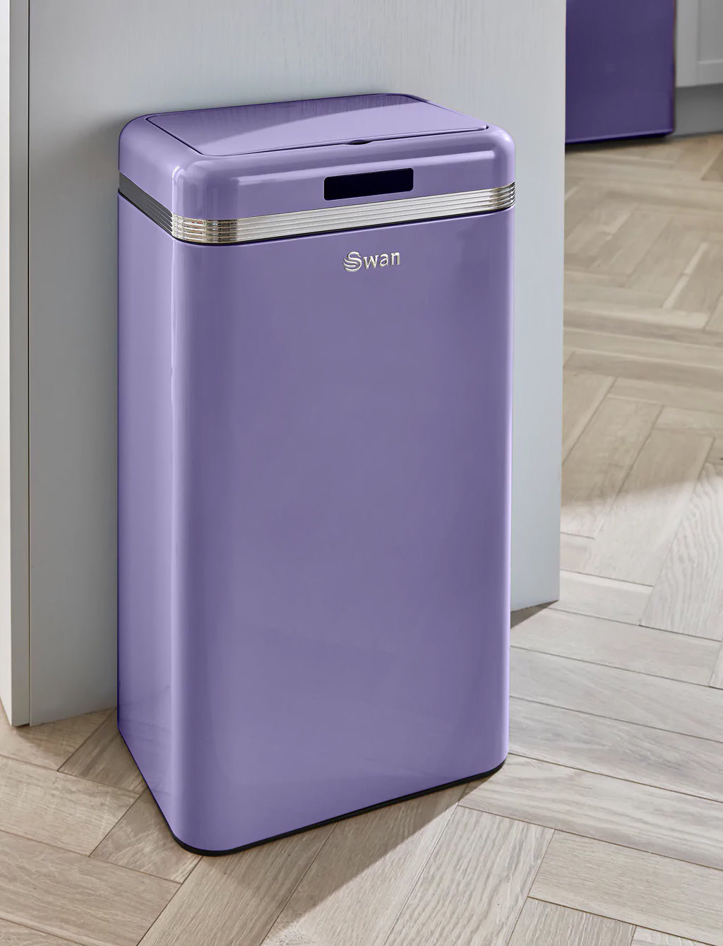 Swan Cubo De Basura Cocina Automático, Sensor De Movimiento, 45l, Metálico, Papelera Reciclaje, Swka4500purneu, Morado_1