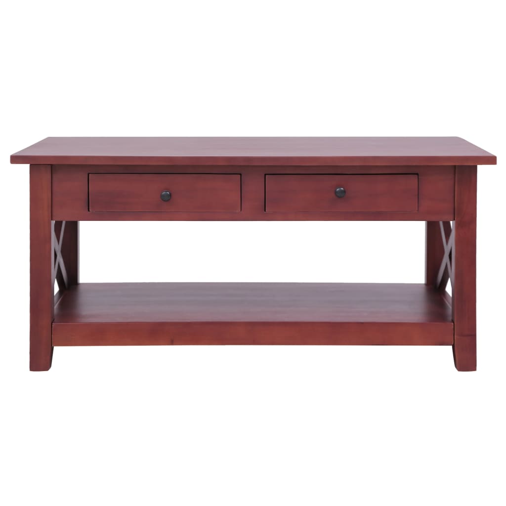 Mesa De Centro De Madera Maciza De Caoba Marrón 100x55x46 Cm_2