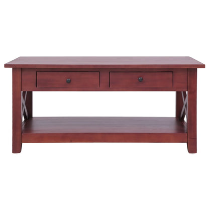 Mesa De Centro De Madera Maciza De Caoba Marrón 100x55x46 Cm_2