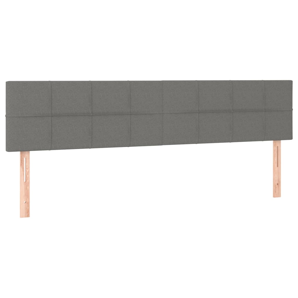 Cama Box Spring Colchón Y Luces Led Tela Gris Oscuro 160x200 Cm / Vetonek_2