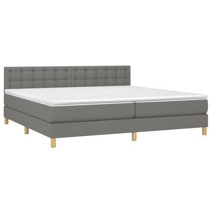 Cama Box Spring Con Colchón Y Led Tela Gris Oscuro 200x200 Cm / Vetonek_1