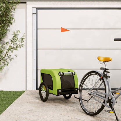 Vidaxl Remolque De Bicicleta Mascotas Hierro Tela Oxford Verde Negro_1