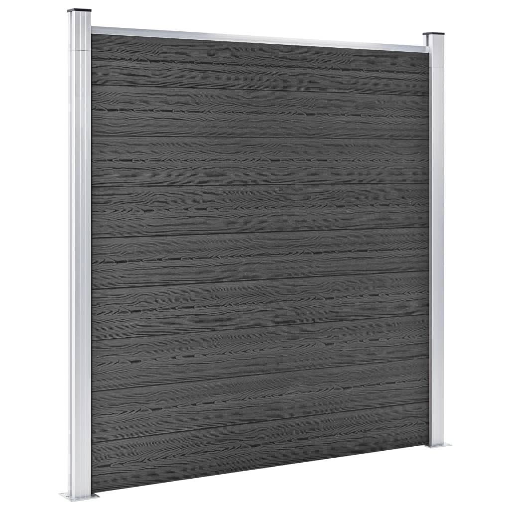 Juego De Paneles De Valla Wpc Negro 699x186 Cm / Vetonek_2