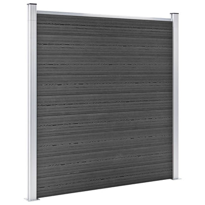 Set De Paneles De Valla Wpc Negro 619x(105-186) Cm / Vetonek_3