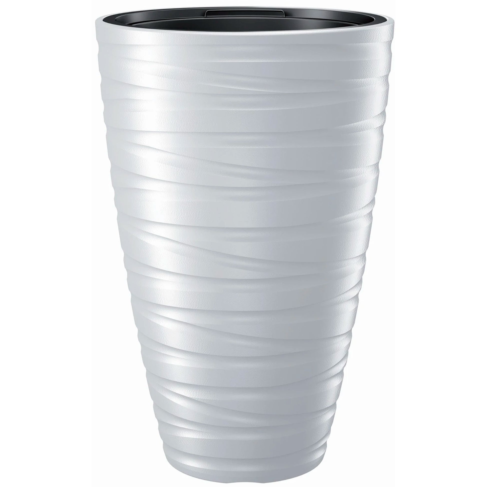 Macetero Alto Con Deposito 43l Maze De Plastico En Color Blanco 37,5 (largo) X 37,5 (ancho) X 57,9 (alto) Cm