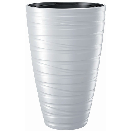 Macetero Alto Con Deposito 43l Maze De Plastico En Color Blanco 37,5 (largo) X 37,5 (ancho) X 57,9 (alto) Cm