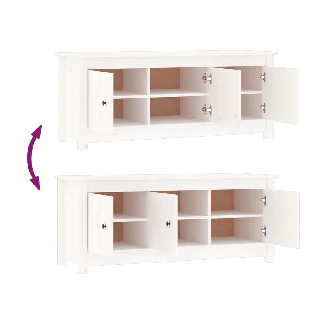 Mueble Zapatero De Madera Maciza De Pino Blanco 110x38x45,5 Cm / Vetonek_1