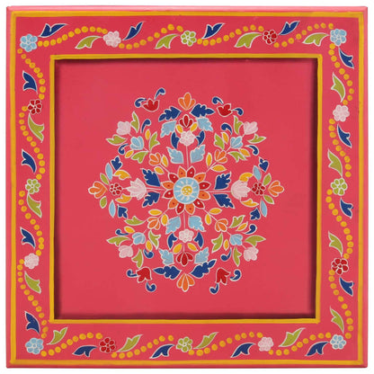 Mesa De Centro Madera Maciza De Mango Rosa Pintada A Mano_1
