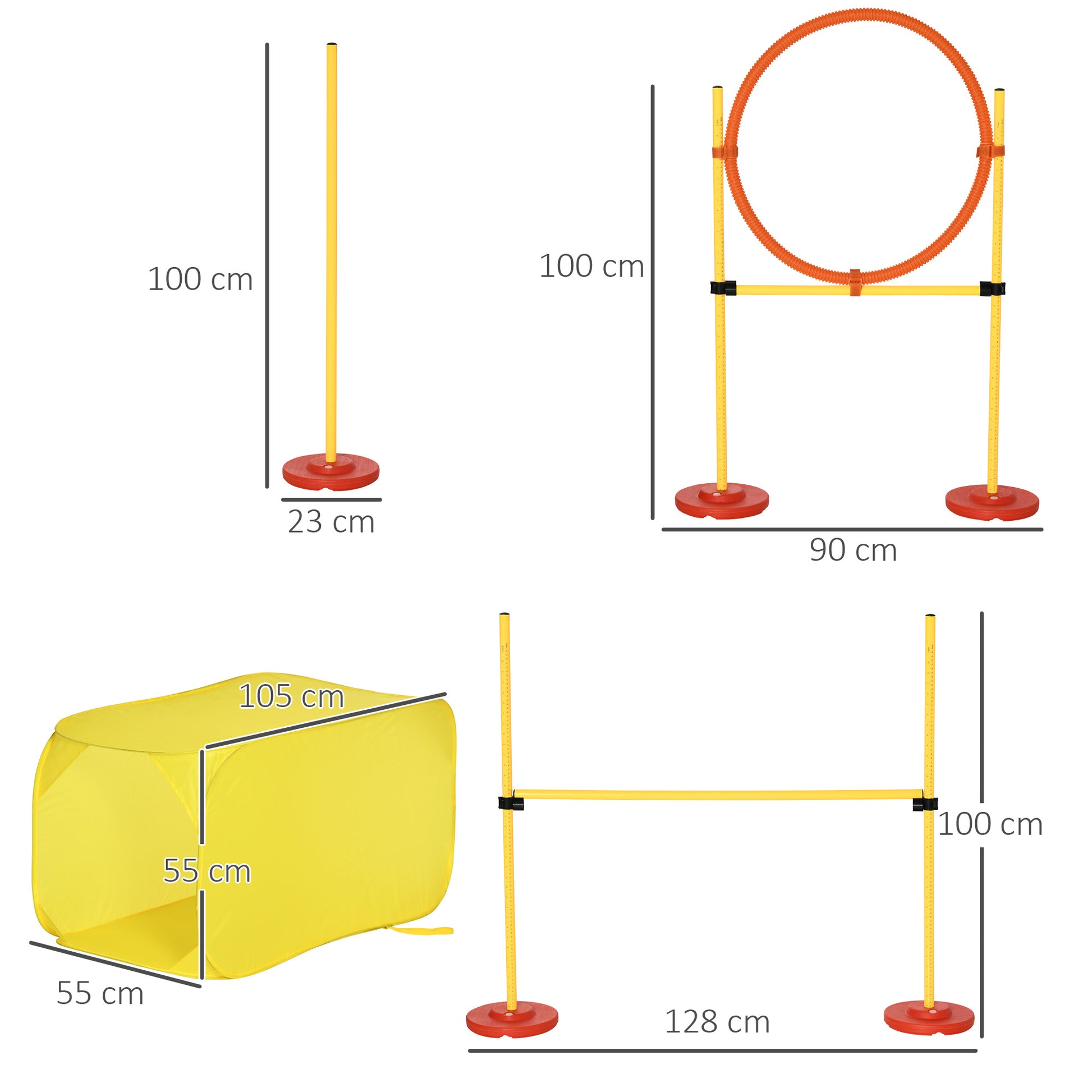 Pawhut Conjunto De Entrenamiento Para Perro Con 4 Obstáculos Con Bolsa Amarillo_2