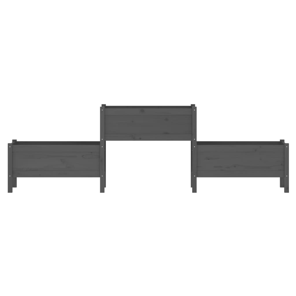 Jardinera De Madera Maciza De Pino Gris 245,5x44x75 Cm_3