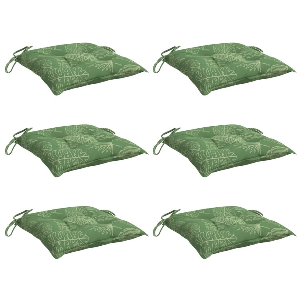 Vidaxl Cojines Para Silla 6 Uds Tela Estampado De Hojas 40x40x7 Cm_0