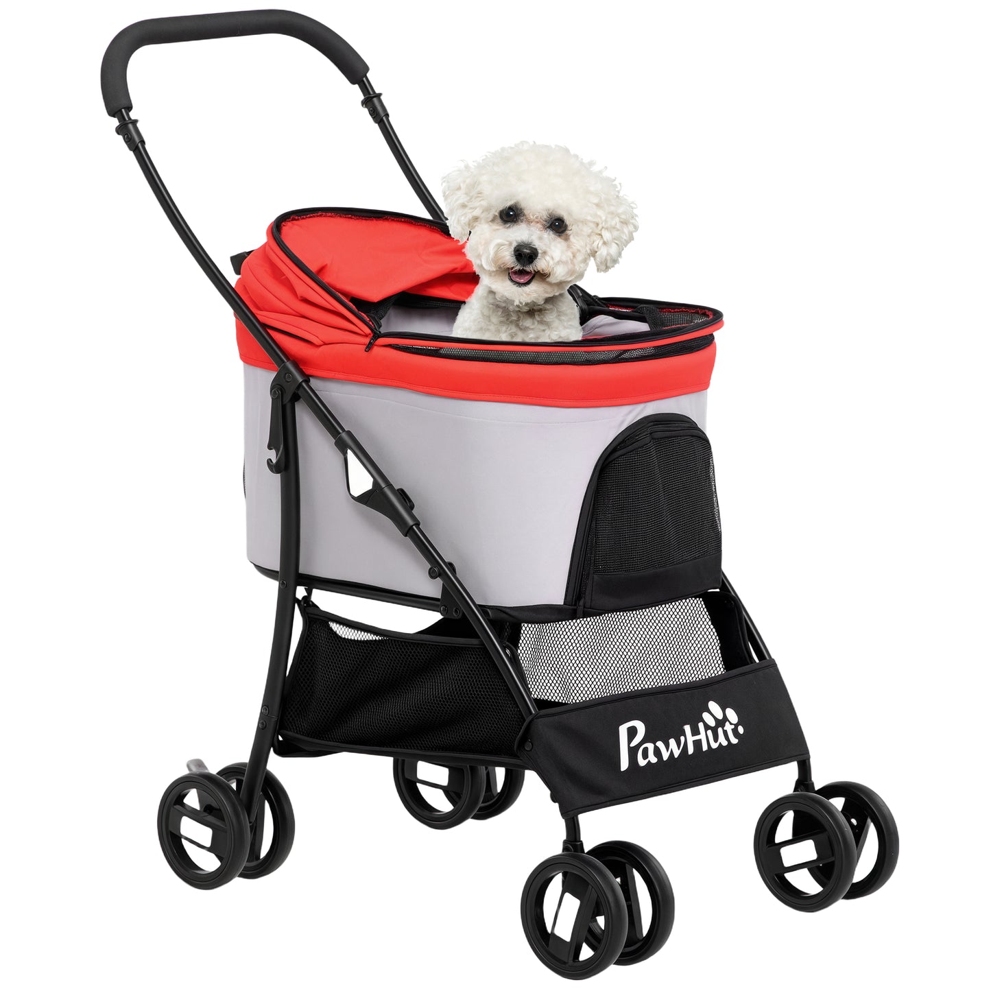 Pawhut Carrito Para Perros Plegable 3 En 1 Con Vagón Desmontable Rojo_0