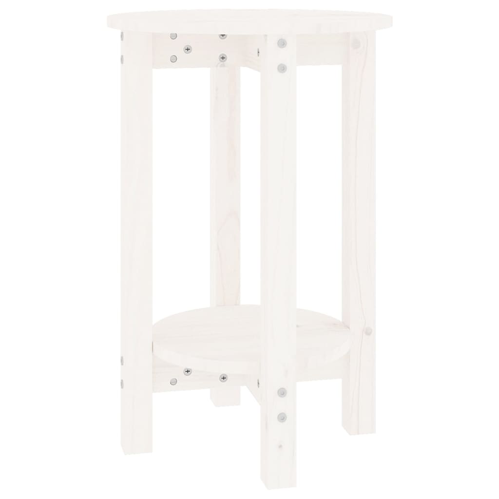 Mesa De Centro De Madera Maciza De Pino Blanco Ø40x60 Cm_0