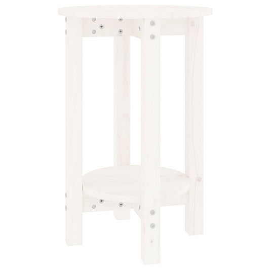 Mesa De Centro De Madera Maciza De Pino Blanco Ø40x60 Cm_0