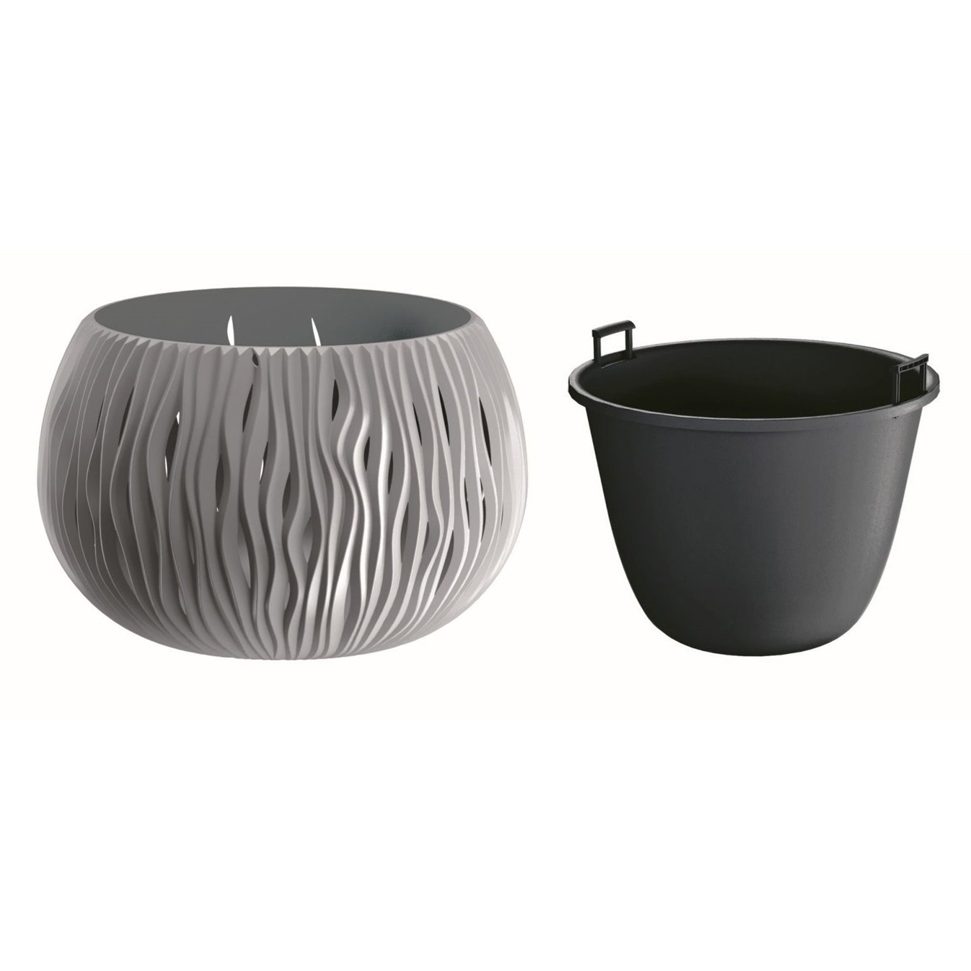 Prosperplast Bowl Sandy De Plástico Con Depósito En Color Gris Piedra, 13,6 (alto) X 18 (ancho) X 18 (profundo) Cms_2