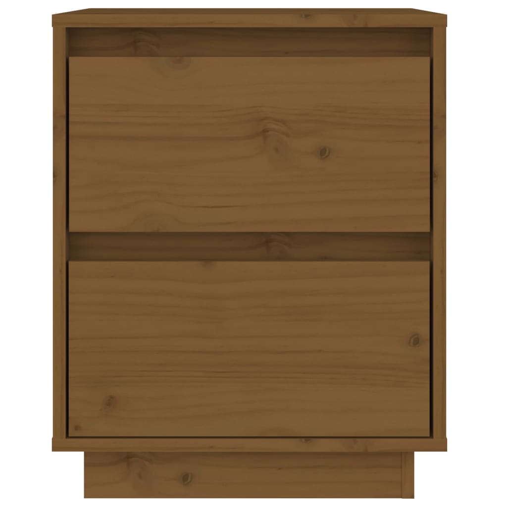 Mesita De Noche Madera Maciza De Pino Marrón Miel 40x35x50 Cm_3