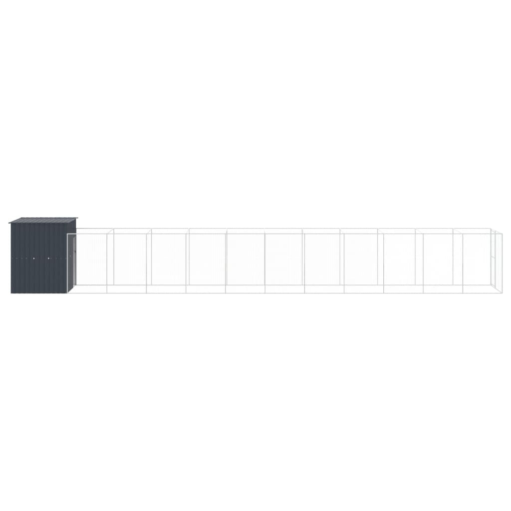Vidaxl Caseta Perros Con Corral Acero Galvanizado Gris 165x1271x181 Cm_3