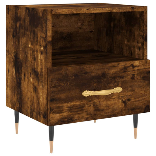 Mesita De Noche Madera Ingeniería Roble Ahumado 40x35x47,5 Cm_0