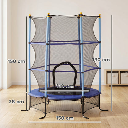 Homcom Cama Elástica Infantil Ø163 Cm Con Red De Seguridad Azul Y Negro_2