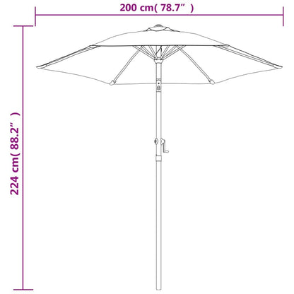 Vidaxl Sombrilla De Aluminio Negro 200x224 Cm_2