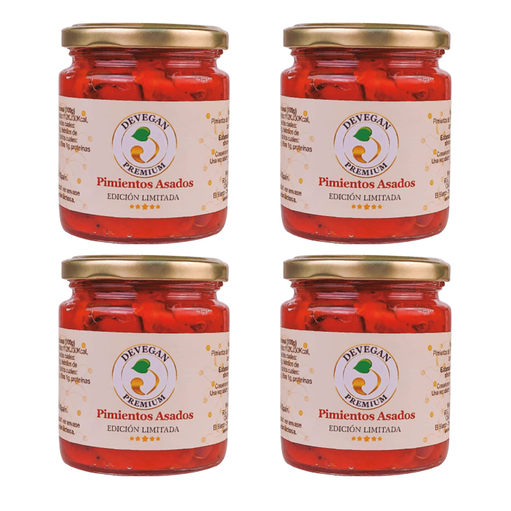 Pimientos Asados en Leña. Premium. 4 Tarros