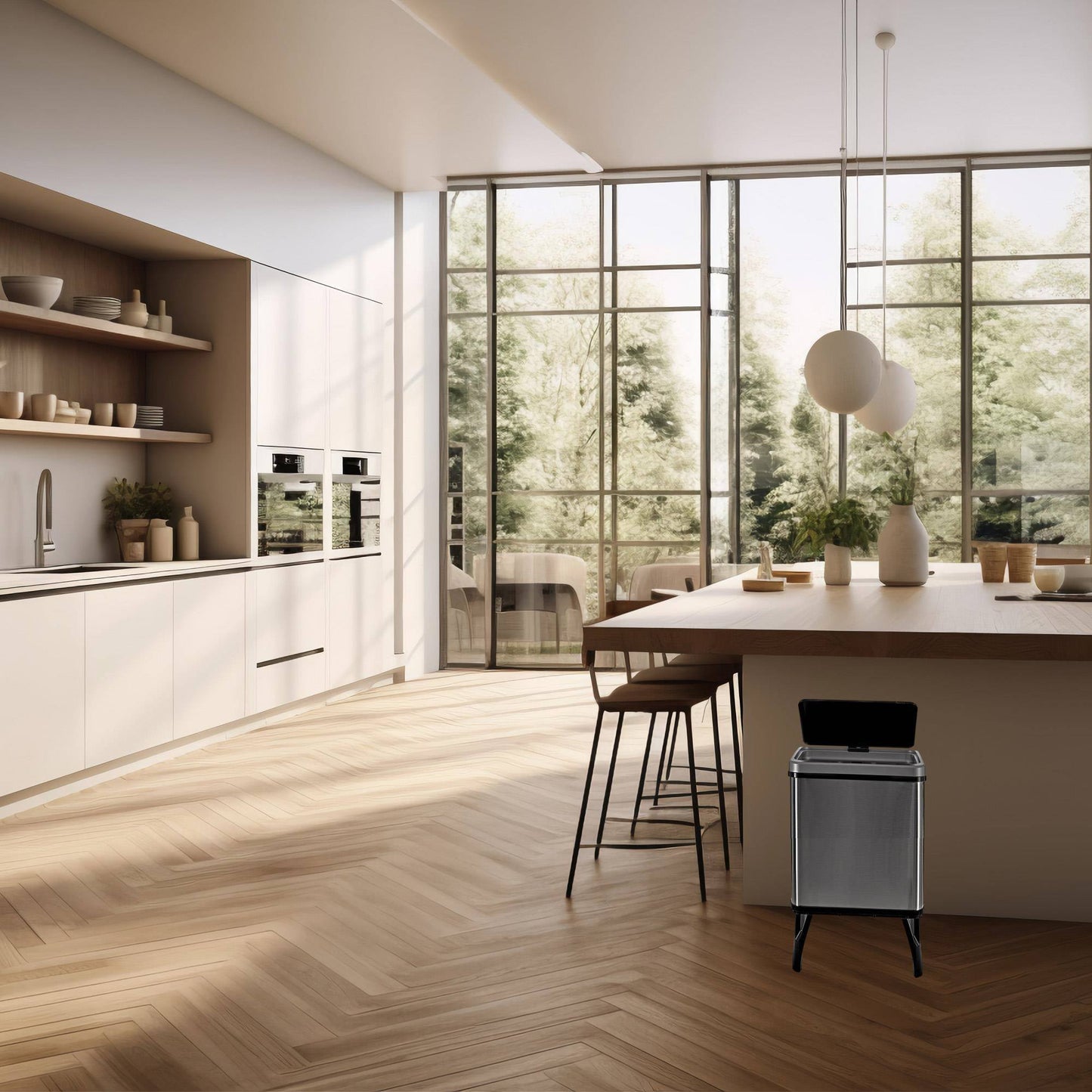 Cubo Inteligente Reciclaje 15l+15l Apertura Auto Gris