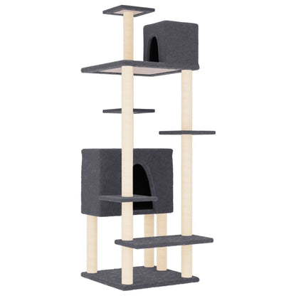 Vidaxl Rascador Para Gatos Con Postes De Sisal Gris Oscuro 154 Cm_0