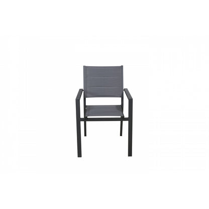 Lote De 4 Sillones Apilables Gris Antracita - Muebles De Jardín - Texaline Aluminio 58x57x87cm_1