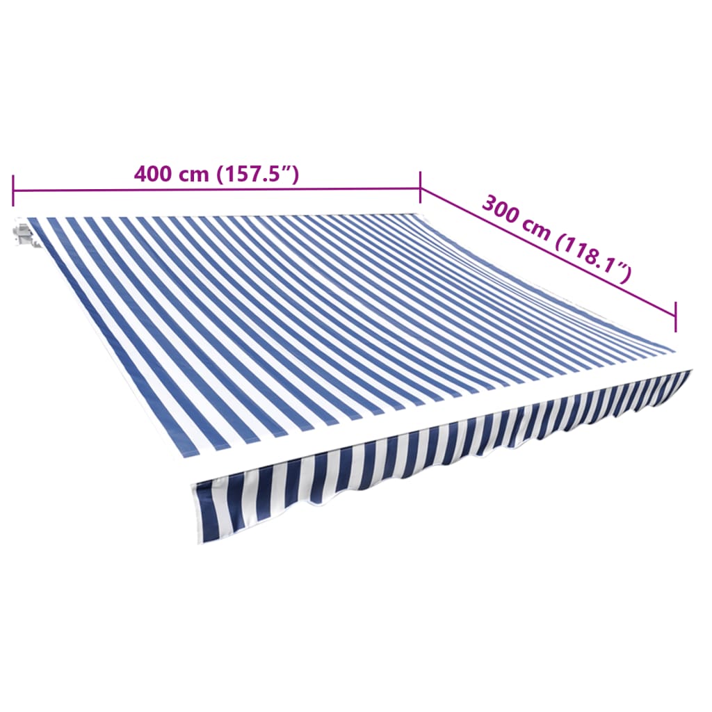 Tela De Repuesto Para Toldo Azul Y Blanco 4x3 M Poliéster_4