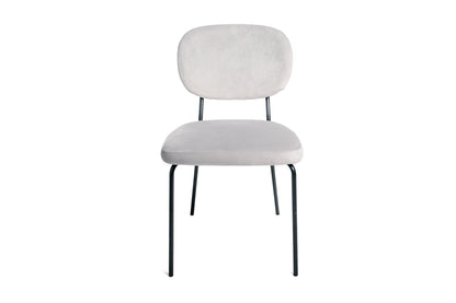 Juego De 4 Sillas Terciopelo Gris Ratón Industrial Pata De Metal 43x56x82cm - Muebles De Comedor_1