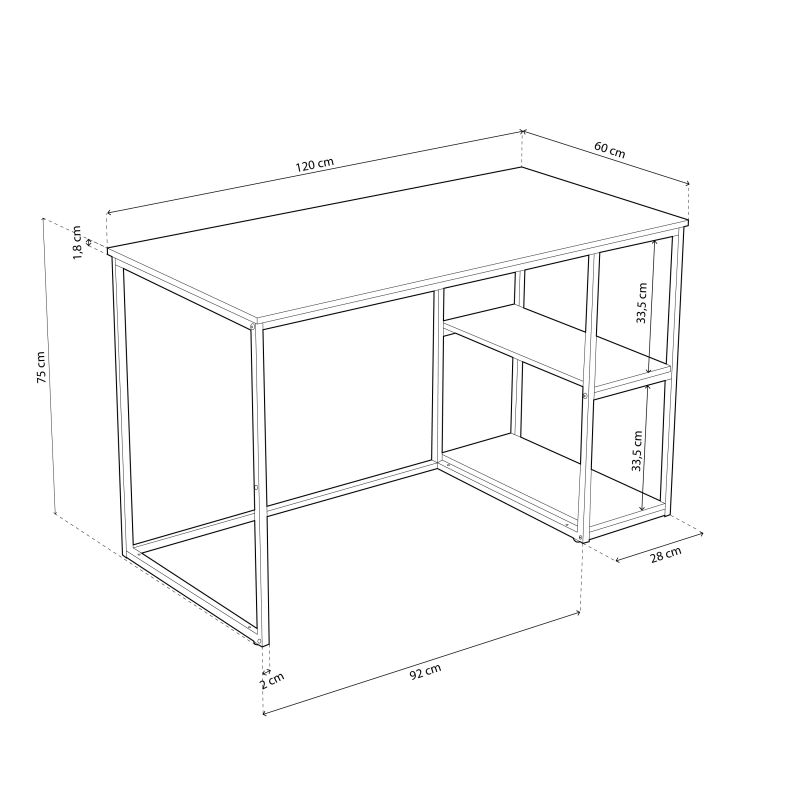 Mesa De Estudio Con Estantes Jack Madera, Roble, 120 X 75 X 60_4