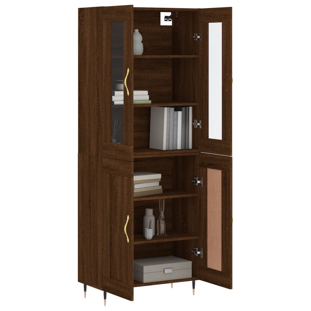 Aparador Alto Madera Contrachapada Marrón Roble 69,5x34x180 Cm_2