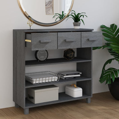 Mesa Consola Madera Maciza De Pino Gris Oscuro 90x35x90 Cm_1