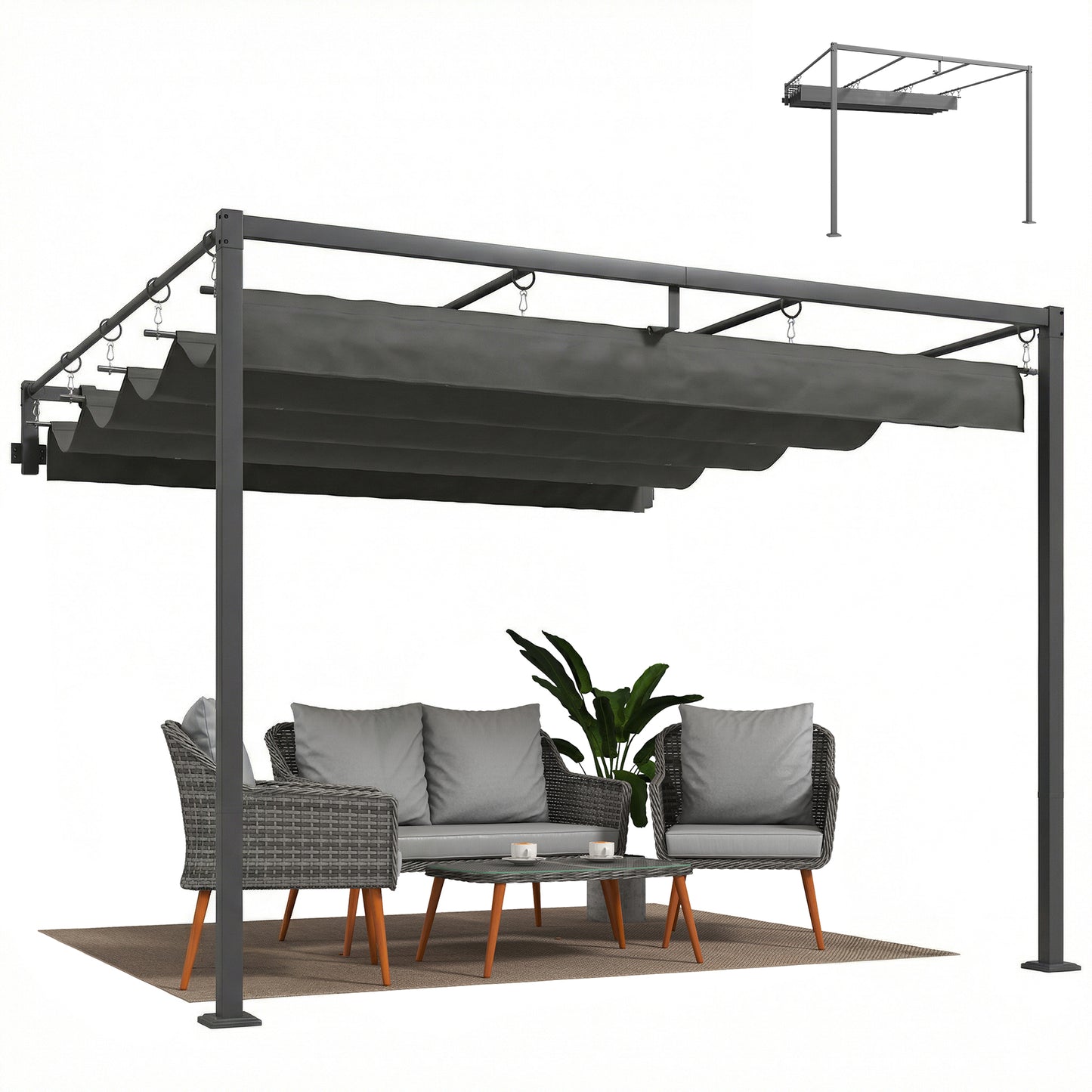 Outsunny Pérgola De Pared De Jardín 3x3 M_0