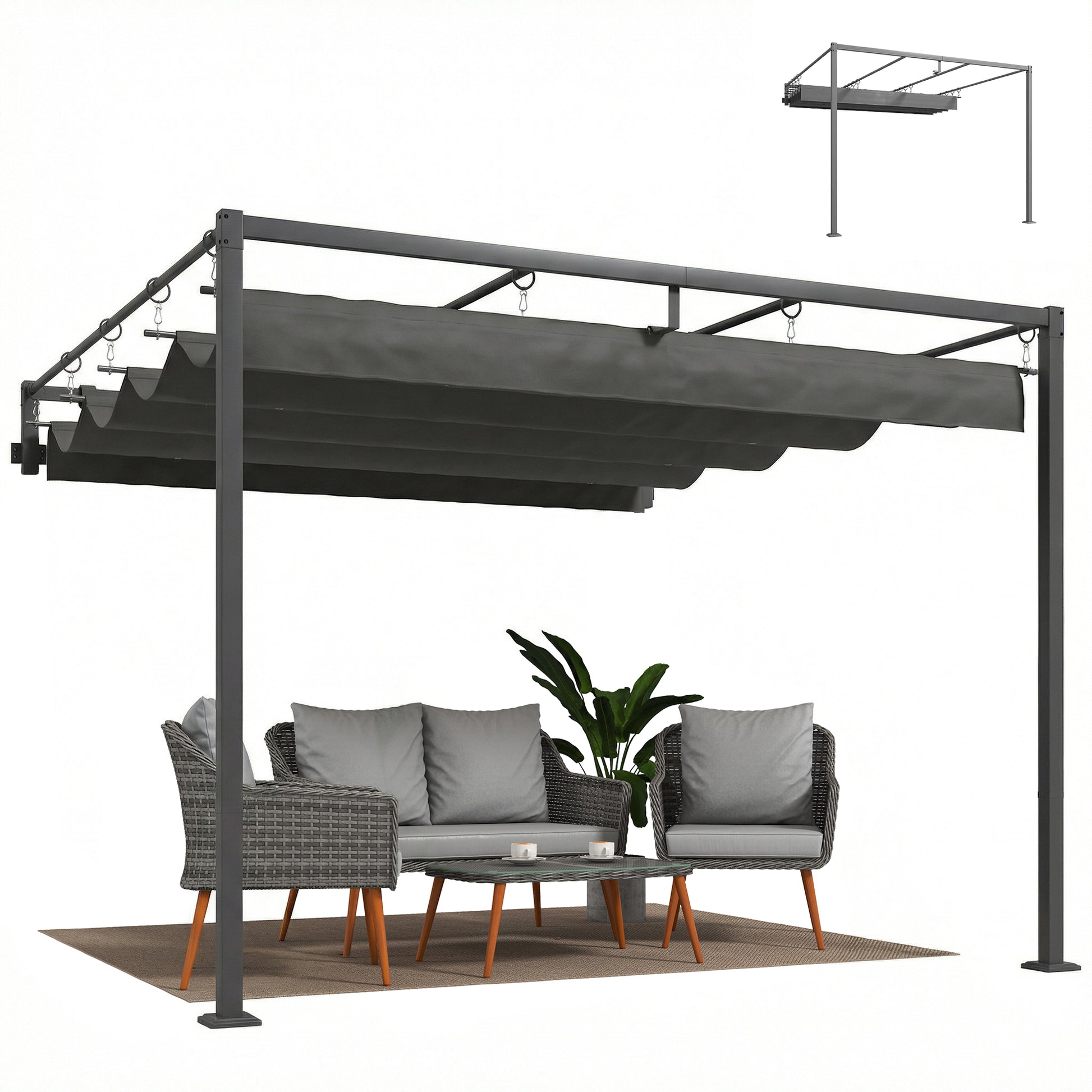 Outsunny Pérgola De Pared De Jardín 3x3 M_0