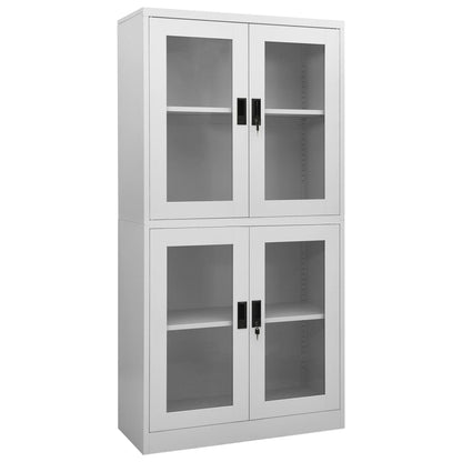 Armario Oficina Acero Vidrio Templado Gris Claro 90x40x180 Cm_0