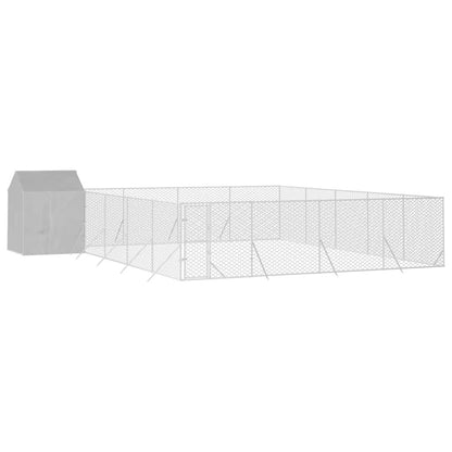 Vidaxl Perrera Exterior Con Techo Acero Galvanizado Plata 10x10x2,5 M_0