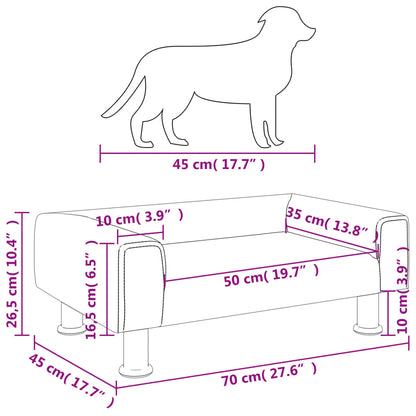 Cama Para Perros De Terciopelo Marrón 70x45x26,5 Cm / Vetonek_5