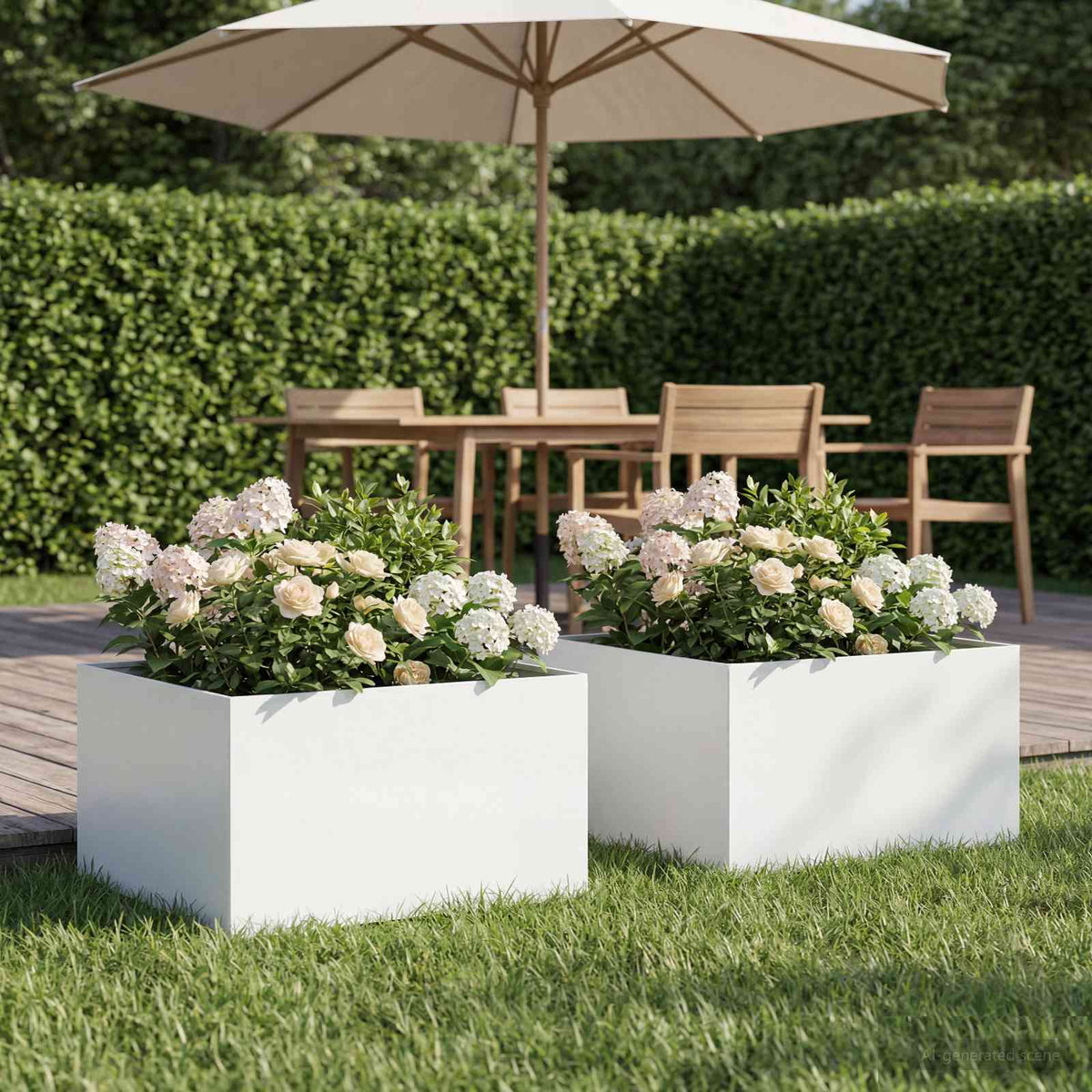 Macetero De Jardín 2 Uds. Blanco 60 X 60 X 30 Cm_1