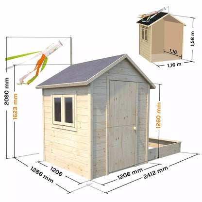 Casita infantil de madera con arenero Elisabeth Soulet