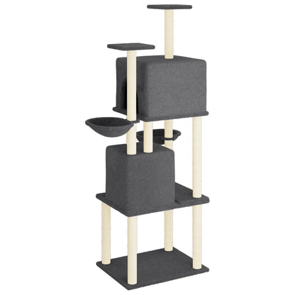 Vidaxl Rascador Para Gatos Con Postes De Sisal Gris Oscuro 180 Cm_4