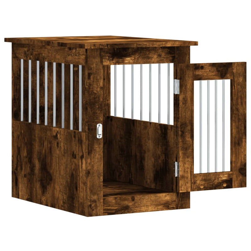 Jaula Para Perros En Mueble Estilo Roble Ahumado 45x62x59 Cm Material De Madera_5