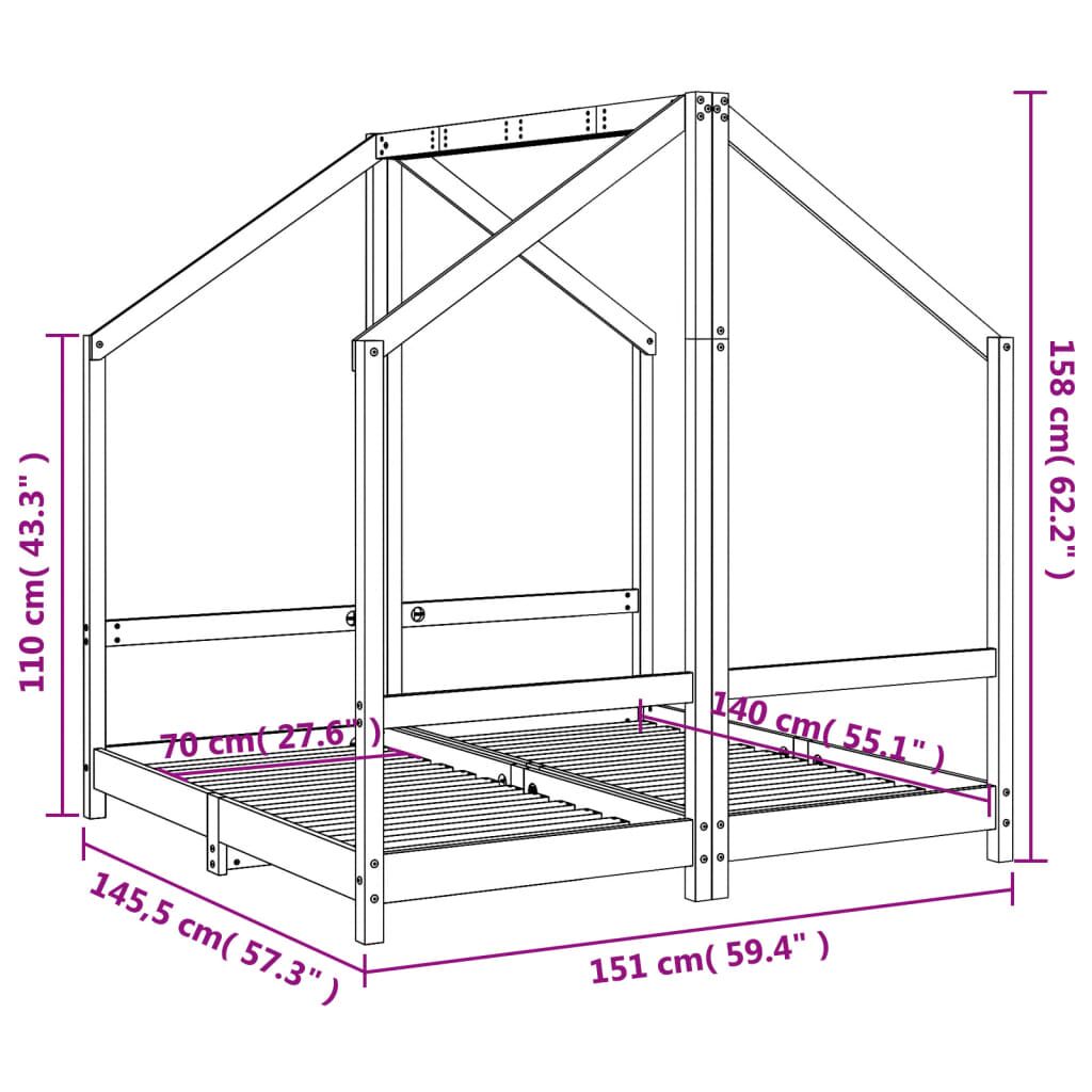 Vidaxl Estructura De Cama Deniños Madera Maciza De Pino 2x(70x140) Cm_2