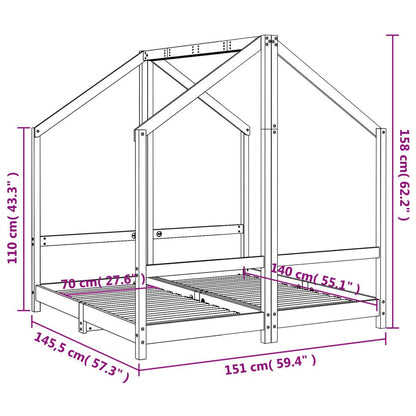 Vidaxl Estructura De Cama Deniños Madera Maciza De Pino 2x(70x140) Cm_2