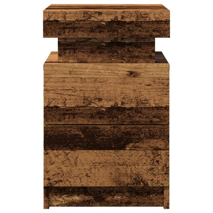 Mesita De Noche Con Led Madera Ingeniería Envejecida 35x39x55cm_3