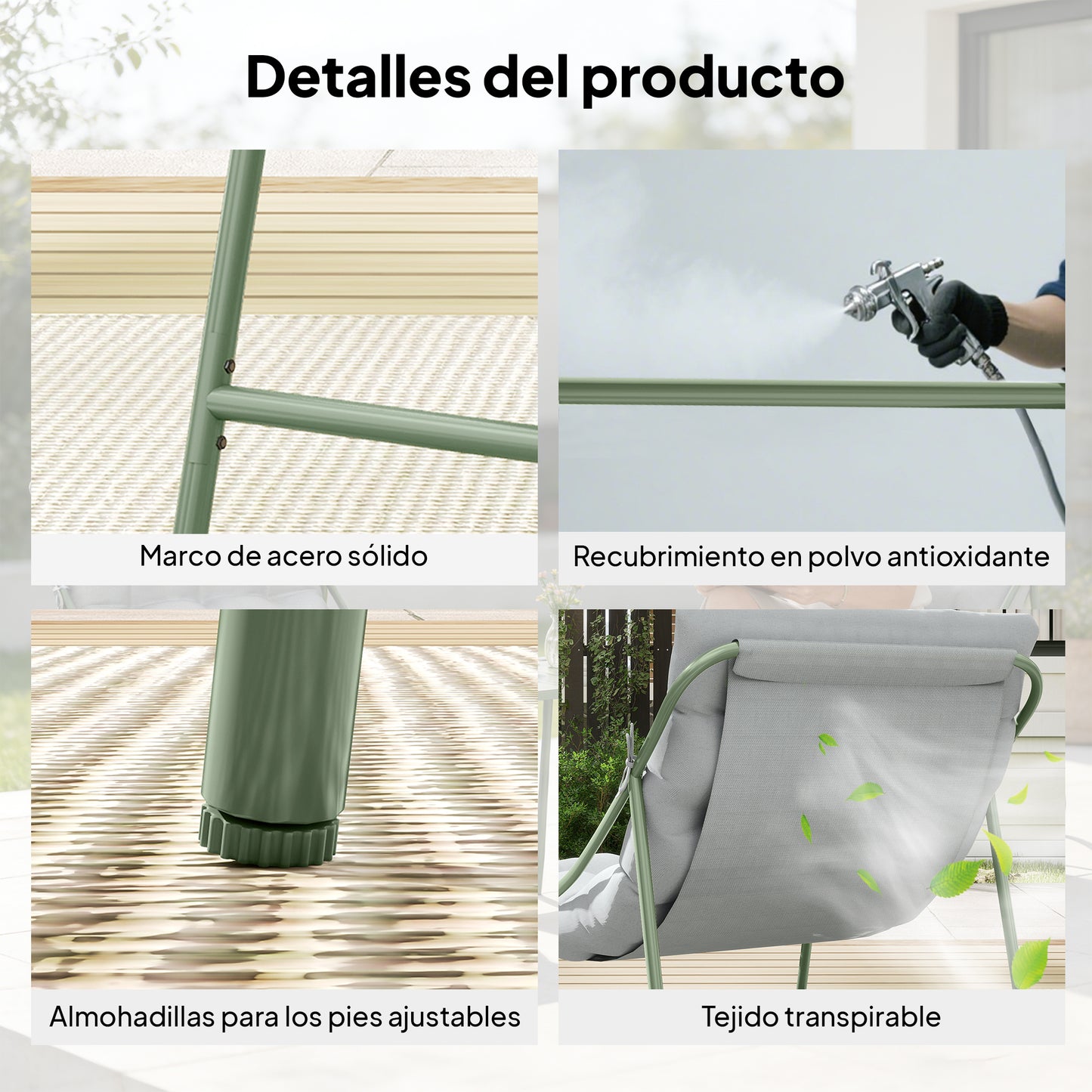 Outsunny Conjunto De Mesa Y Sillas De Terraza Exterior Con Cojines Gris Claro_5