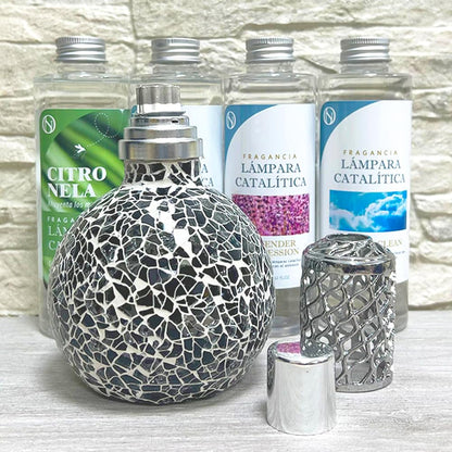Pack Lámpara Catalítica Mosaico Negro + Fragancia Mountain Mint 200ml + Limpiador Neutro 200ml + Mecha De Repuesto_5